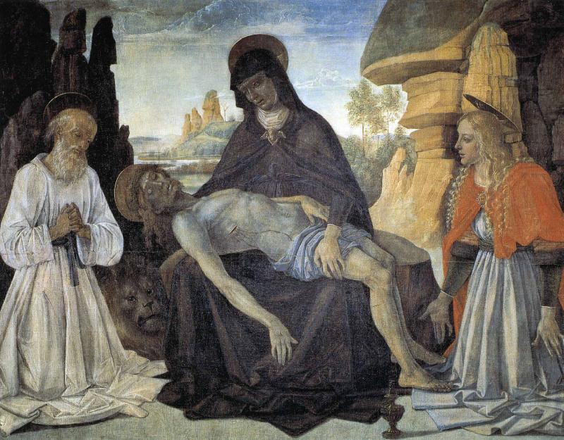 Pietro Perugino Pieta con San Girolamo e Santa Maria Maddalena oil painting image
